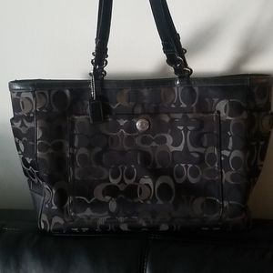 Authentic Black Monogram Coach Tote Purse